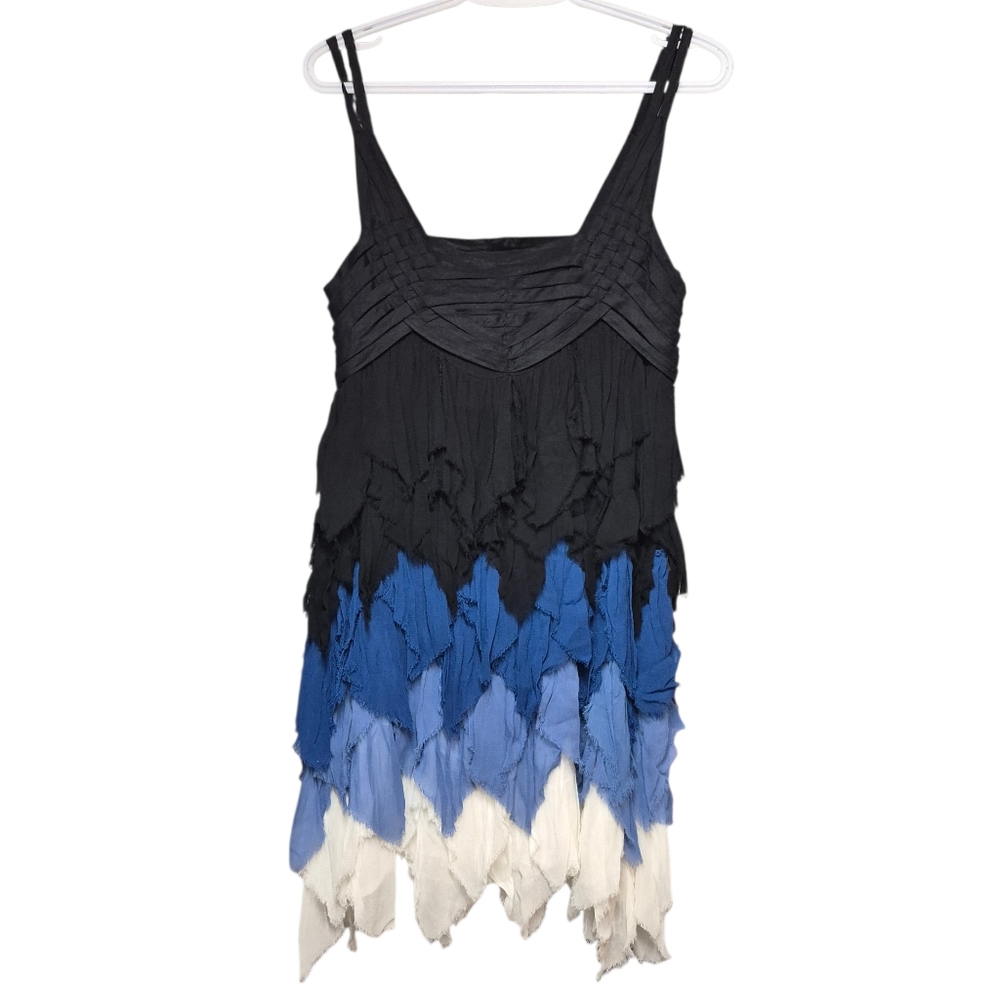 Desigual Dress Women's Size 40 8US Sleeveless Tiered Layers Blue White Ombre